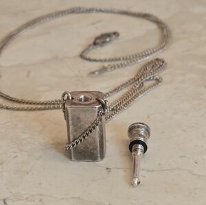Vintage Unique Silver Oil bottle pendant necklace